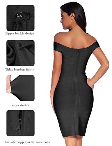 meilun Women's Rayon Off Shoulder Bandage Bodycon Party Dress2