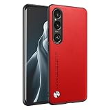 HONLEN Custodia per Smartphone, Compatible with Sony Xperia 1 VI (Sixth Generation) (6.5" Inches) Cover per Telefono Aziendale con Retro in Pelle, Rosso