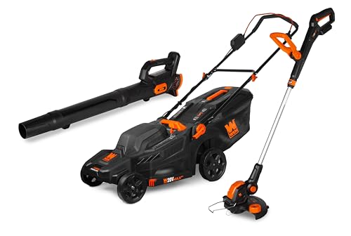 WEN 20V Max Cordless 19-Inch Lawn Mower, String Trimmer, and