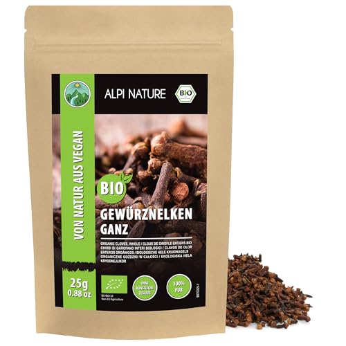 Alpi Nature Nelken ganz BIO 25g Gewürznelken ganz Nelken Gewürz zum Kochen Backen Chai Tee Glühwein