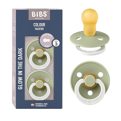 Image of BIBS Pacifiers Colour Collection | Natural Rubber Baby Pacifier | Set of 2 BPA-Free Soothers | Made in Denmark | 18+ Months (Pack of 2) | Sage Night Tie Dye