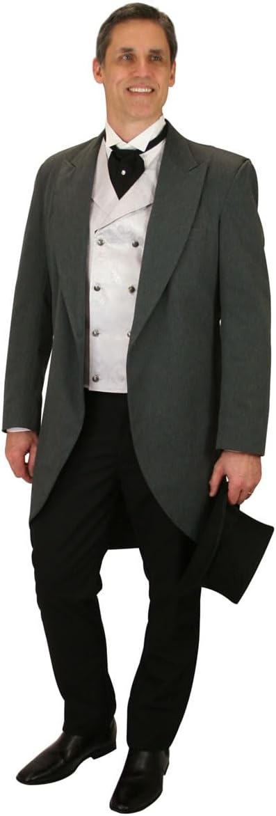 Historical Emporium Men's Wing Collar Convert. Stud/Cuff Cotton Tuxedo Dress Shirt, Victorian Edwardin Formal Reenactment