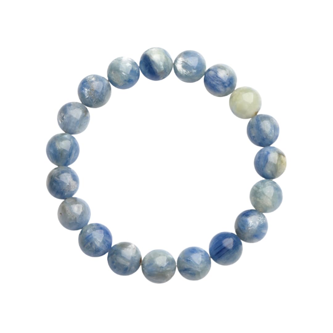 Piedra De Cristal Curativo Pulseras Pulsera Elástica De Cuentas Redondas De Cianita Natural Para Hombre Bicolor Joyería