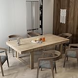 Hitow Dining Table for 8-10 People, 86.6-Inch Rectangular Wood Kitchen Table with Thicken Tabletop, Office Conference Room Table, Dining Room Living Room Table, Wood Color