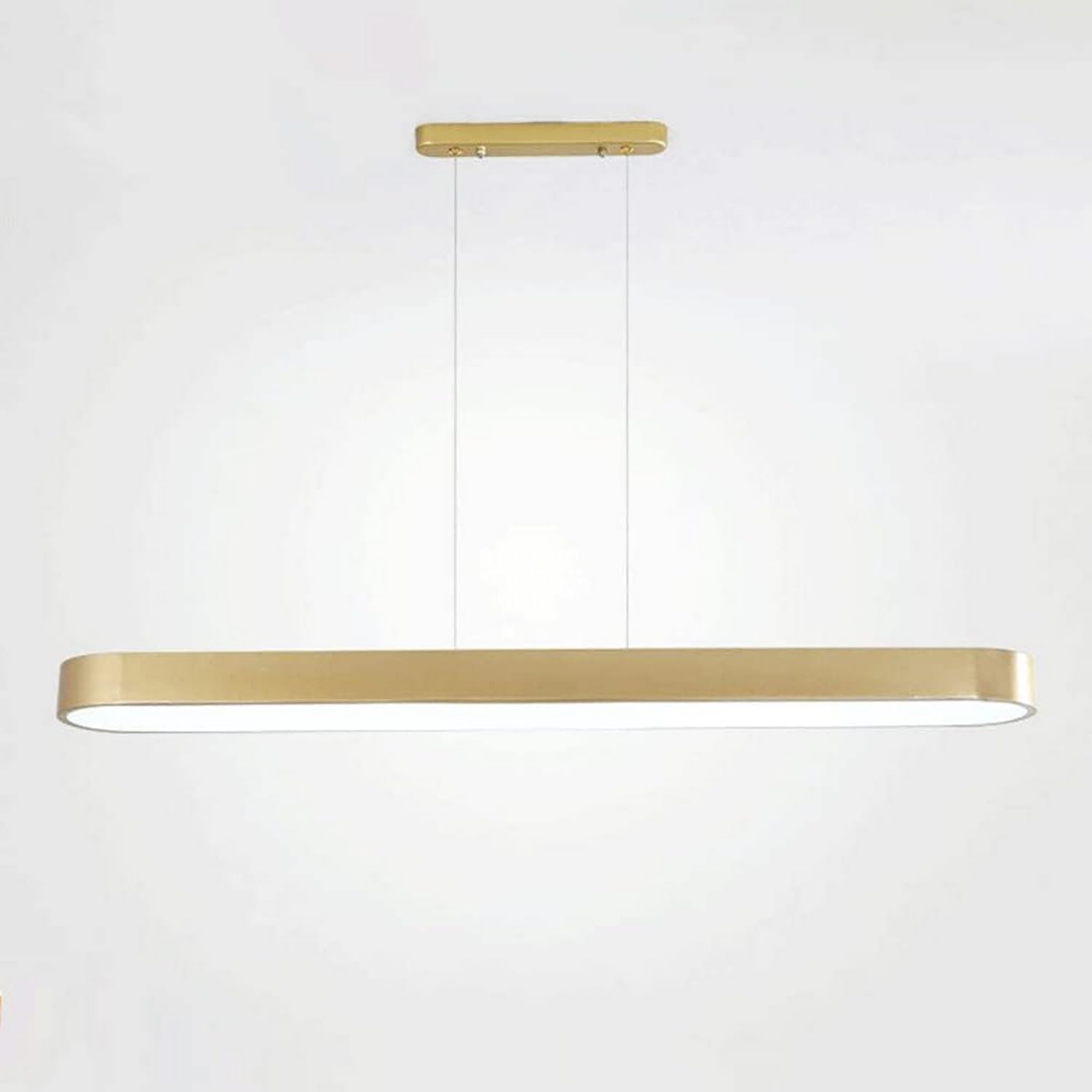 Lustre LED 6000K pour salle à manger sombre - Grande suspension linéaire dorée 95cm