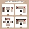 Juego de Muebles de Patio de 7 Piezas Shintenchi, Juego de Sofá Seccional para Exterior Todo Clima, Sofá de Mimbre PE Tejido Manual, Juego de Conversación con Mesa de Vidrio y Cojín para Otomana y Cojines Rojos, Beige 8