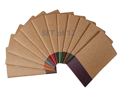 Notebook Kraft Soft Cover Pocket 3.5x 5.5 Inch Pocket Squared/Grid/Lined/Blank 48 Pages Pack of 12 (Notebook)