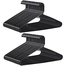 SUPER DEAL Plastic Hangers 100 Pack, Clothes Hangers with Double Hooks for Coat Shirts Pants Dresses, Heavy Duty Durable Closet Space Saving, Black