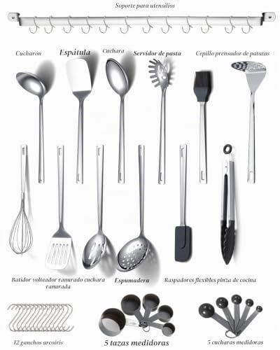Miniatura 2 de Juego De Utensilios De Cocina De Acero Inoxidable, Kyraton De 37 Piezas, Herramientas Con Soporte