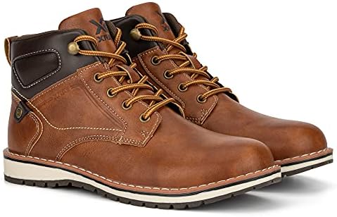 X RAY Footwear Ricky Boy’s Fashion Classic Lace Up Combat Faux Leather High-Top Chukka Boots w/Pull Tab, Round Toe, Block Heel Platform, Thermoplastic Rubber Outsole, Size 4