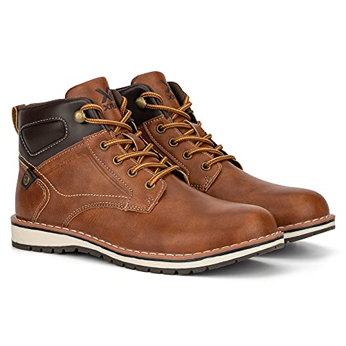 X Ray Footwear Ricky Boy’s Fashion Classic Lace Up Combat Faux Leather High-Top Chukka Boots W/Pull Tab, Round Toe, Block Heel Platform, Thermoplastic Rubber Outsole, Size 4 #TOP25