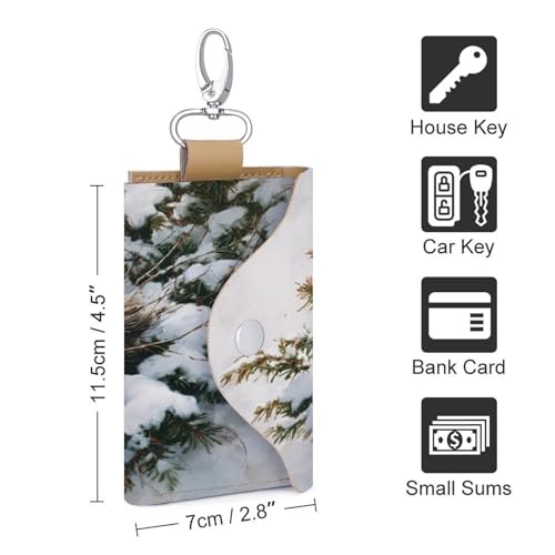 Bird's Nest in The Evergreen Tree Key Holder Bag PU Leather ID Card Holder Keychains Case Cover for Men Women2