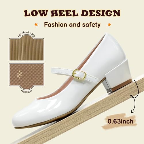 WIKENCY Girls Mary Jane Dress Shoes, White, 13 US Little Kid by WIKENCY - Used condition - Image 5