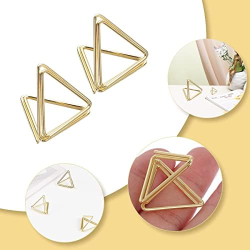 WACH AUF 36 Pack Triangle Mini Place Card Holders Table Number Holders, Gold Photo Clip Holder Metal Reserved Message Card Display Stand for Wedding Party Restaurants Cafe Desk