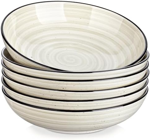 vancasso Bonbon Pasta Bowls Set of 6, 38 Oz Ceramic Salad Bowls, ...