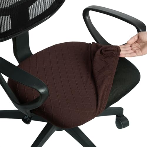 Melaluxe Stretch Jacquard Office Chair Cover, Removable Washable Desk Chair Cover Rotating Chair Seat Slipcover, Coffee