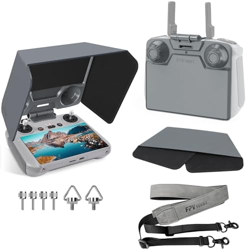 FPVtosky RC 2 Sun Hood Shade with Lanyard for DJI Mini 5 Pro/Mini 4 Pro/Flip/Air 3 Accessories, RC2 Controller Screen Protector Joystick Cover [ONLY for RC 2 Controller]