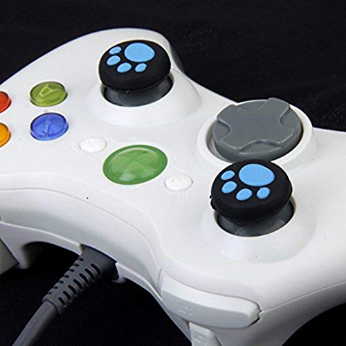 Analog Silicone Joystick Joy Stick Grips Cap Cover Thumbstick Thumb Stick Grips Cap Cover For Ps4, Ps3,Xbox One, Xbox 360,Ps2 Controller (4 X Blue Cat Dog Paw) #TOP3