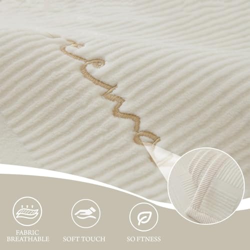 LINGKY Couch Überzug, Sofa Überzug 1/2/3/4 Sitzer L Form Sofa Cover Sofabezug Ecksofa, Sofadecken Für Sitzfläche, Sofaschoner rutschfest, Universelle Sofa Überwurf (Creme,70x70cm/Quadrat)