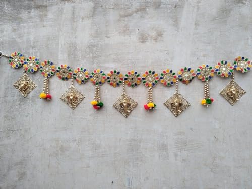 Image of Nutts Traditional Handmade Bandhanwar with Decorative Gota Bells and Pompoms Decor Item for Decorations (BDHW12)