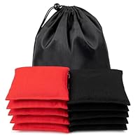 10 Stück Cornhole Säckchen 10X10cm,Bean Bag Wurfspiel Set für Kinder,Fun Sports Games Sitzsack für Partyspiele,Corn Hole Wurfsäckchen Sitzsäcke Outdoor Spiel für Jungen und Mädchen (Schwarz + Rot)