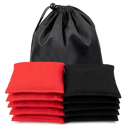 WOFEU 10 Pcs Bean Bags,Bean Bags for Kids Throwing Mini Cornhole for Tossing Sports Outdoor Family Games Kids Toys Hand Toss Games Boys Girls Party Games (Black+Red)