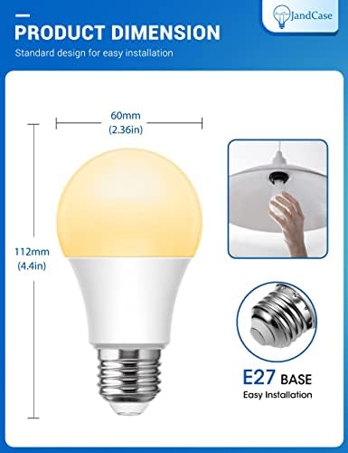 E27 Edison Screw Light Bulbs 100W Equivalent, JandCase 13W A60 E27 Light Bulbs Frosted, Equal to 100W Incandescent Bulb, 1200LM, Warm White 3000K, E27 Energy Saving Light Bulb, Non-Dimmable, Pack of 6