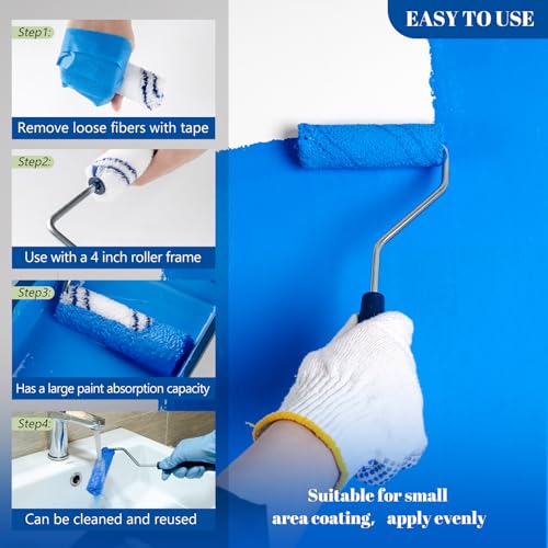 HUIROOWL 4 Inch Microfiber Paint Roller, 3/8" Nap, 40 Pack by HUIROOWL - Used condition - Image 4