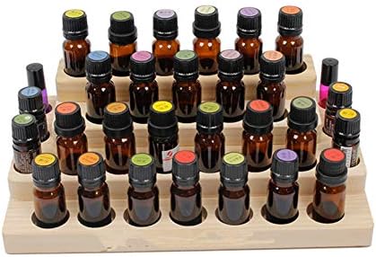 RoseFlower Wooden Essential Oil Storage Box Presentation Display Rack Stand Holder, Holds 30 Bottles - Aromatherapy Carrier Nail Polish Organizer Fragrance Container - Keep Your Oil Safe & Space Saver