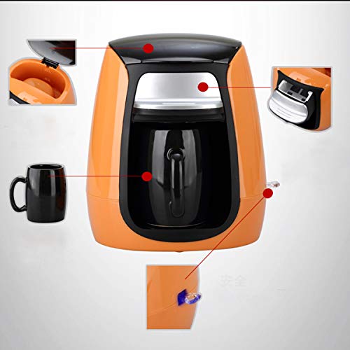 LTLWSH Filter Coffee Machine, Mini Detachable Filter Automatic Power-off Coffee Makers for One Cup with 1 Ceramic Cup Included 300W,Orange - Image 2