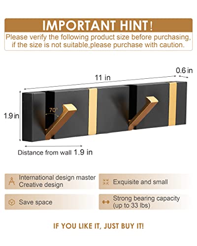 Mrsjeggy 2 Pack，Waterproof Bathroom Towel Hooks Wall，Foldable Black Gold Wall Hooks，Free Perforated，Towel Hooks For Bathroom，Wall Hooks For Coat，Black Towel Hook，Towel Door Hook，For Balcony，Kitchen. #TOP3