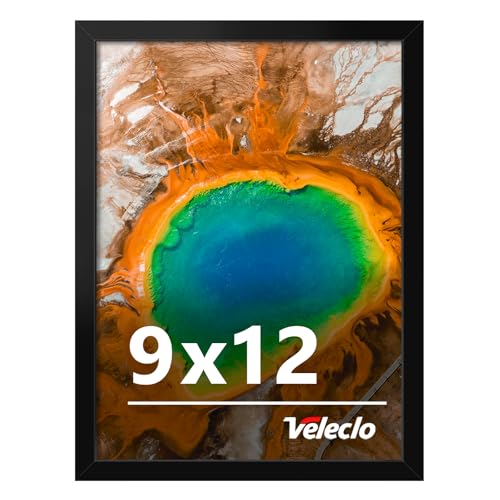 Veleclo 9 x 12 Picture Frame for Wall Display 9x12 Black Picture Frame with Shatter Resistant Plexiglass Stable and Sturdy 9 x 12 Poster Frame for Wall Display Handpicked Gift Collection 1 Pack