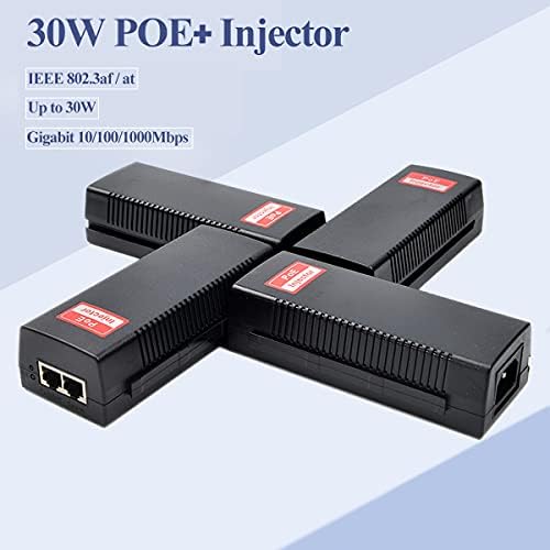 Revotech Gigabit 30W PoE Injector 48V DC Adapter, IEEE 802.3 at/af Active POE+ RJ-45 10/100/1000Mbps, up to 100 Meters (328 Feet), Plug and Play, Non-PoE to PoE Adapter(PSE802G)