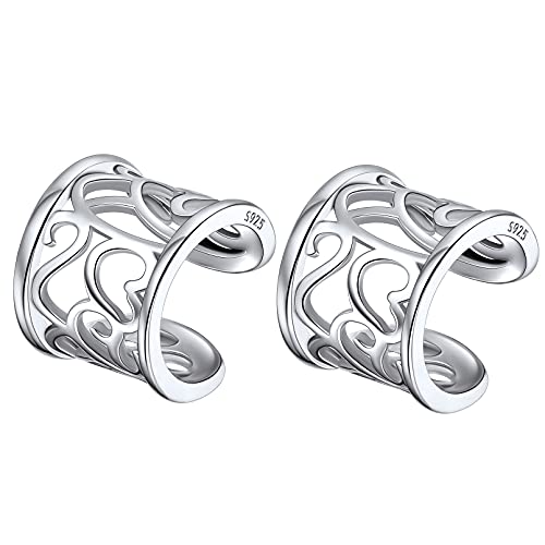 Chicsilver 925 Sterling Silver Ear Cuff Earrings For Women Hypoallergenic Irish Celtic Knot 8Mm Wide Clip On Cartilage Helix Ear Cuffs Non-Piercing White Gold Plated Silver Jewelry #TOP10