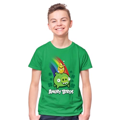 Angry Birds Official Piggy Bank Coin Printed Short Sleeve 100% Cotton T-Shirt for Boys, Girls, Unisex Kelly Green2