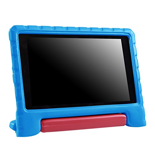 HDE Case for All-New Fire HD 8 Tablet (7th Generation and 8th Generation, 2017 and 2018 Release) Kids Shock Proof Convertible Handle Light Weight Protective Stand Cover (Blue & Red)