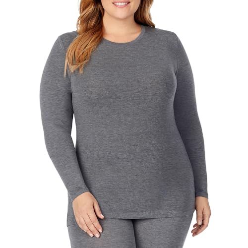 Image of Cuddl Duds Women's Softwear with Stretch Long Sleeve Crew Neck Top -Layering Top with Smooth Fabrication, Body-Hugging Fit