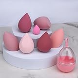 7 Pcs Makeup Blender Sponge Set - Soft Beauty Sponge Blender with a Bottle and Egg Case Holer for Blending Foundation, Cream and Powder (Pink+Hard Case-Can Packing) - Image 8