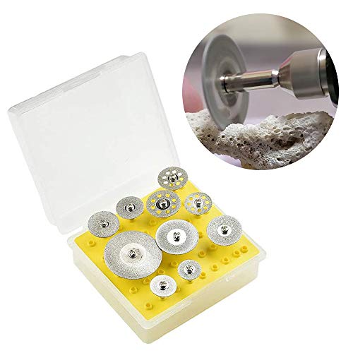 Dophee 10pcs/set Diamond Cutting Wheel Disc Blades Shank Sanding Rotary Tool for Dremel
