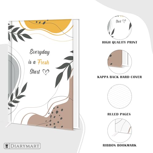 Image of Hard Bound Notebook for Girls & Women | A5 Ruled Journal | 192 Pages | 80 GSM Premium Paper | Designer Laminated Cover | Ribbon Bookmark | Notebook for School, College, Office, Journaling & Note Taking (DM4009)