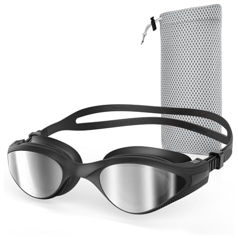 FISHOAKY Swim Goggles, Polarized Swimming Goggles, Anti-Fog Clear Vision No Leaking UV Protection Swim Goggles for Men Women Adult Youth Teens with Protective Bag Cover
