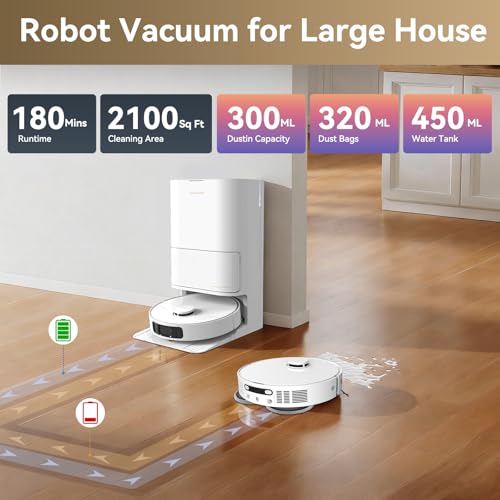 DREAME Govac 401 Robot Vacuum and Mop Combo, 100 Days Self-Emptying Robotic Vacuum, 15,000Pa Suction, Auto Mop Wash & Heat Dry, 10.5mm Auto-Lift Robot Vacuum Cleaner for Pet Hair/Carpet/Hard Floor - Image 7