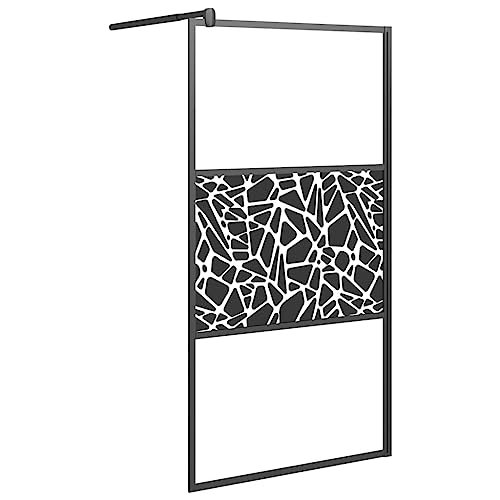 vidaXL Paroi de Douche Cloison de Baignoire Accessoire de Salle de Bain Cloison de Douche Intérieur 100x195 cm Verre ESG avec Design de Pierre Noir