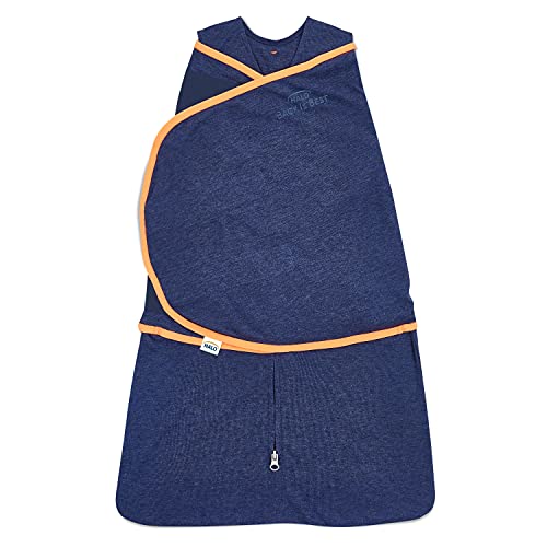 Image of HALO Baby Sleepsack Swaddle Wearable Blanket, 3-Way Adjustable Infant Sleepsack, TOG 1.5, Ideal Temp, Navy/Orange, Small, 3-6 Months, 12-18 Pounds