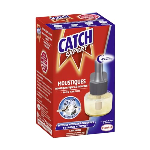 CATCH Recharge Diffuseur Electrique Anti-moustiques Liquide sans Parfum 45 Nuits