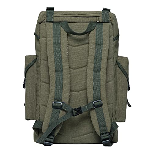 Foto von KAUKKO Canvas Groß Rucksack Damen Herren, Vintage Jagdrucksack Wanderrucksack mit 15 Zoll Laptopfach für Arbeit, Ausflüge, Uni, 23L, Armeegrün-K1018