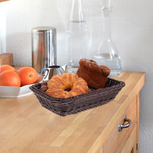 Cesta de pan de mimbre ovalada para evitar migas en el comedor 5
