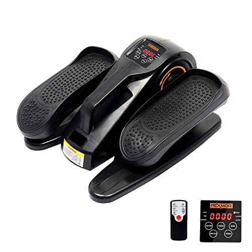 PEXMOR Under Desk Elliptical Machine, Mini Elliptical Exercise Bike Adjustable Resistance with Display Monitor & Non-Slip Pedal, Portable Desk Pedal Elliptical Exerciser Quiet for Home Office (Black)