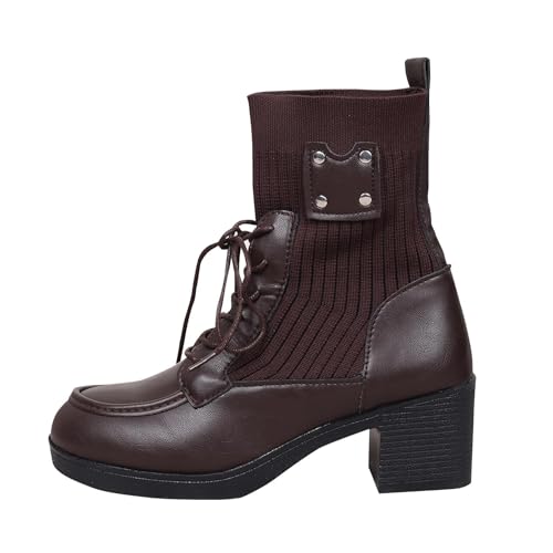 Bottes épaisses à talons hauts sans douleur bottes bordeaux confortables 37