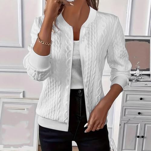 Blazer Jacket for Women Zip Up Bomber Jackets 2025 Fall Fashion Cardigan Sweaters Stand Collar Outerwear Textured Casual Coat2